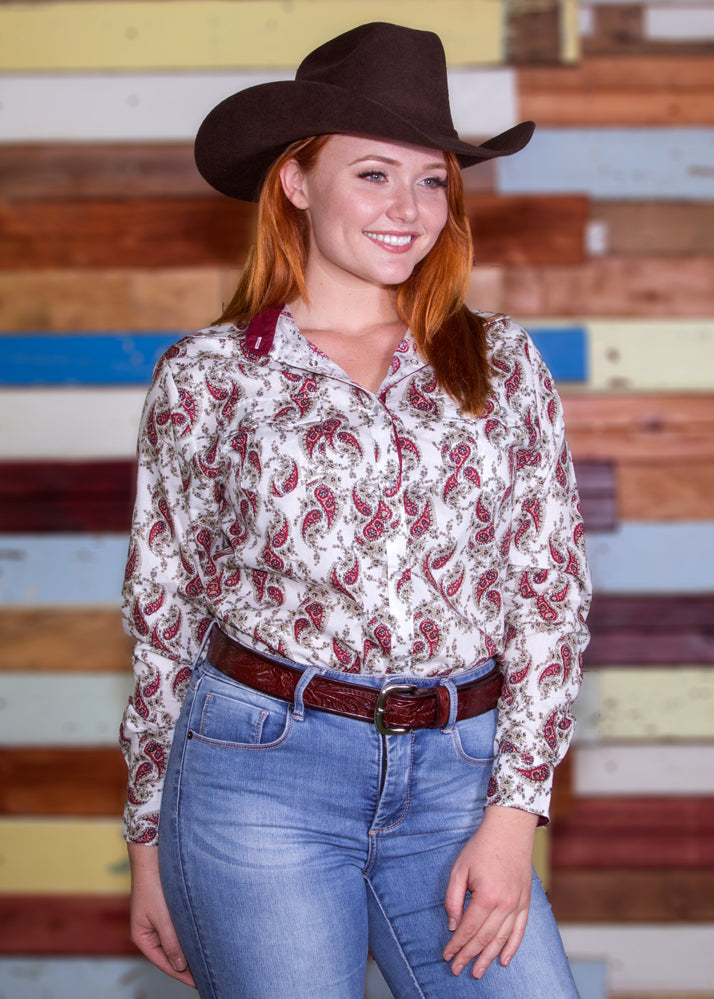 100% Cotton - Fire White Paisley