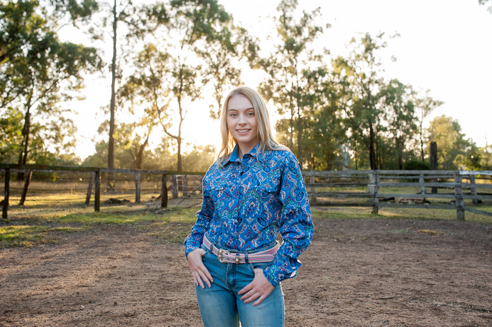 Ladies Shirt - 100% Cotton - "BARWON" Blue