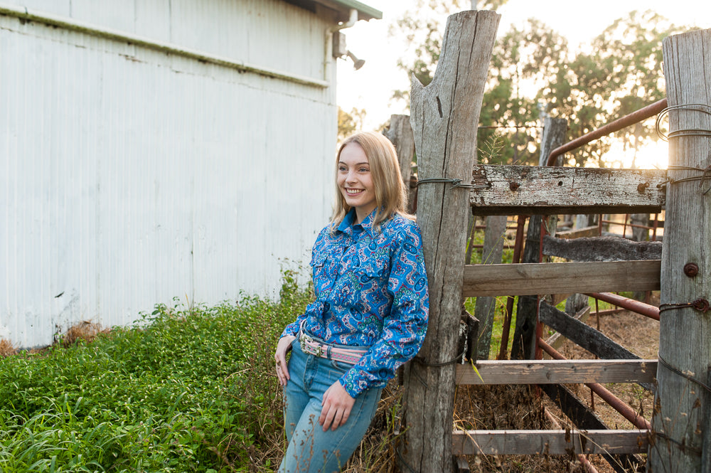 Ladies Shirt - 100% Cotton - "BARWON" Blue