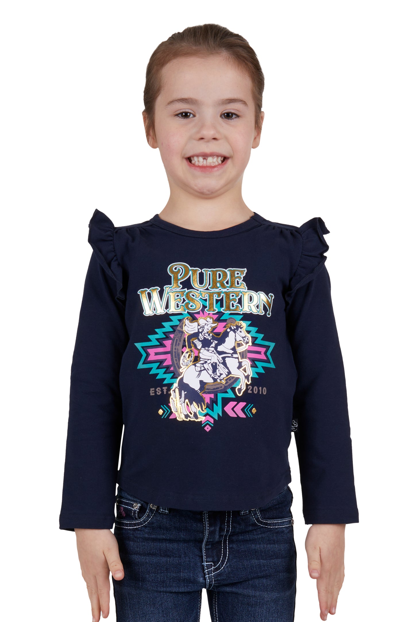 Pure Western Girl's Emma Frill Long Sleeve Tee