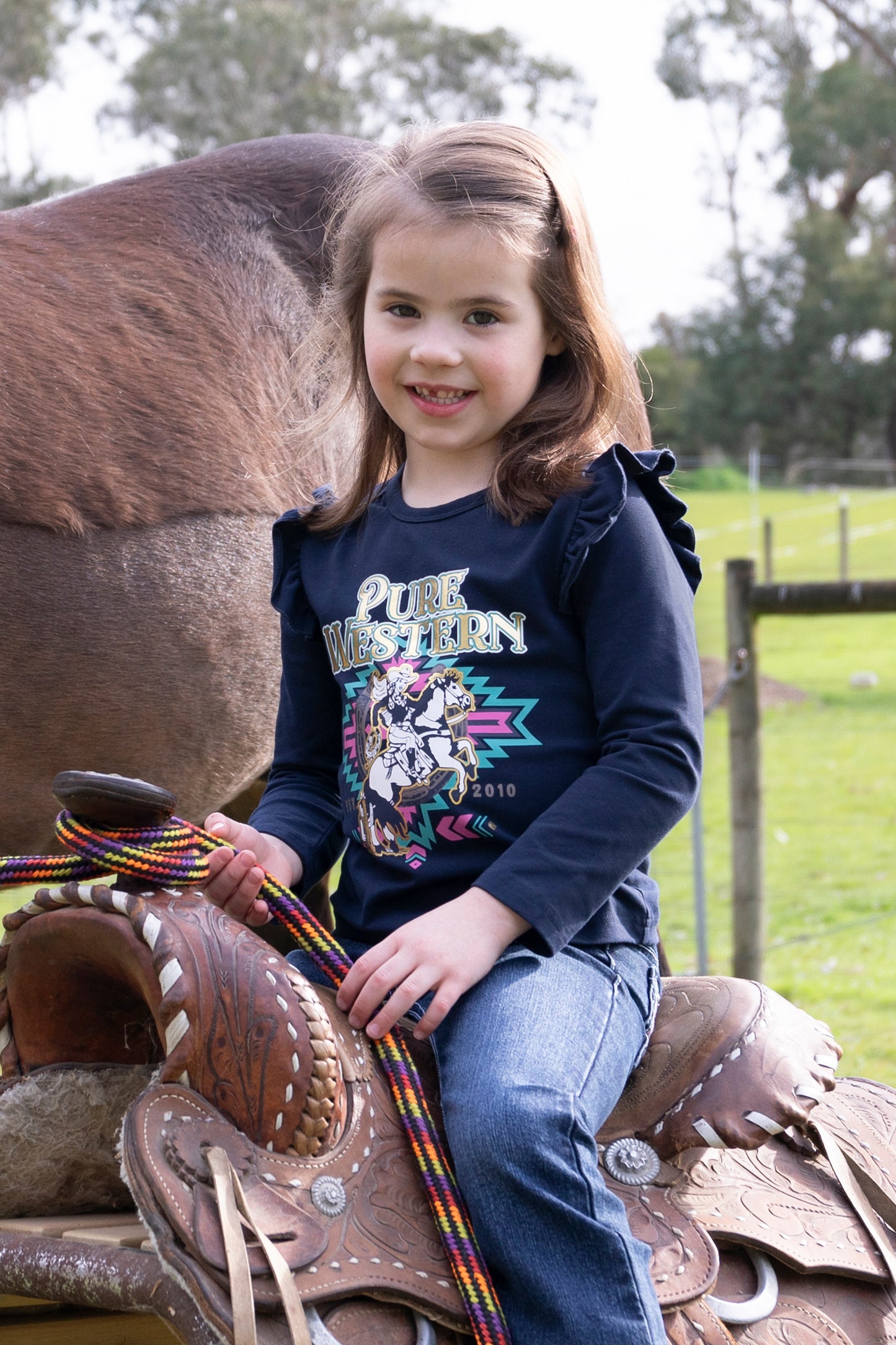 Pure Western Girl's Emma Frill Long Sleeve Tee