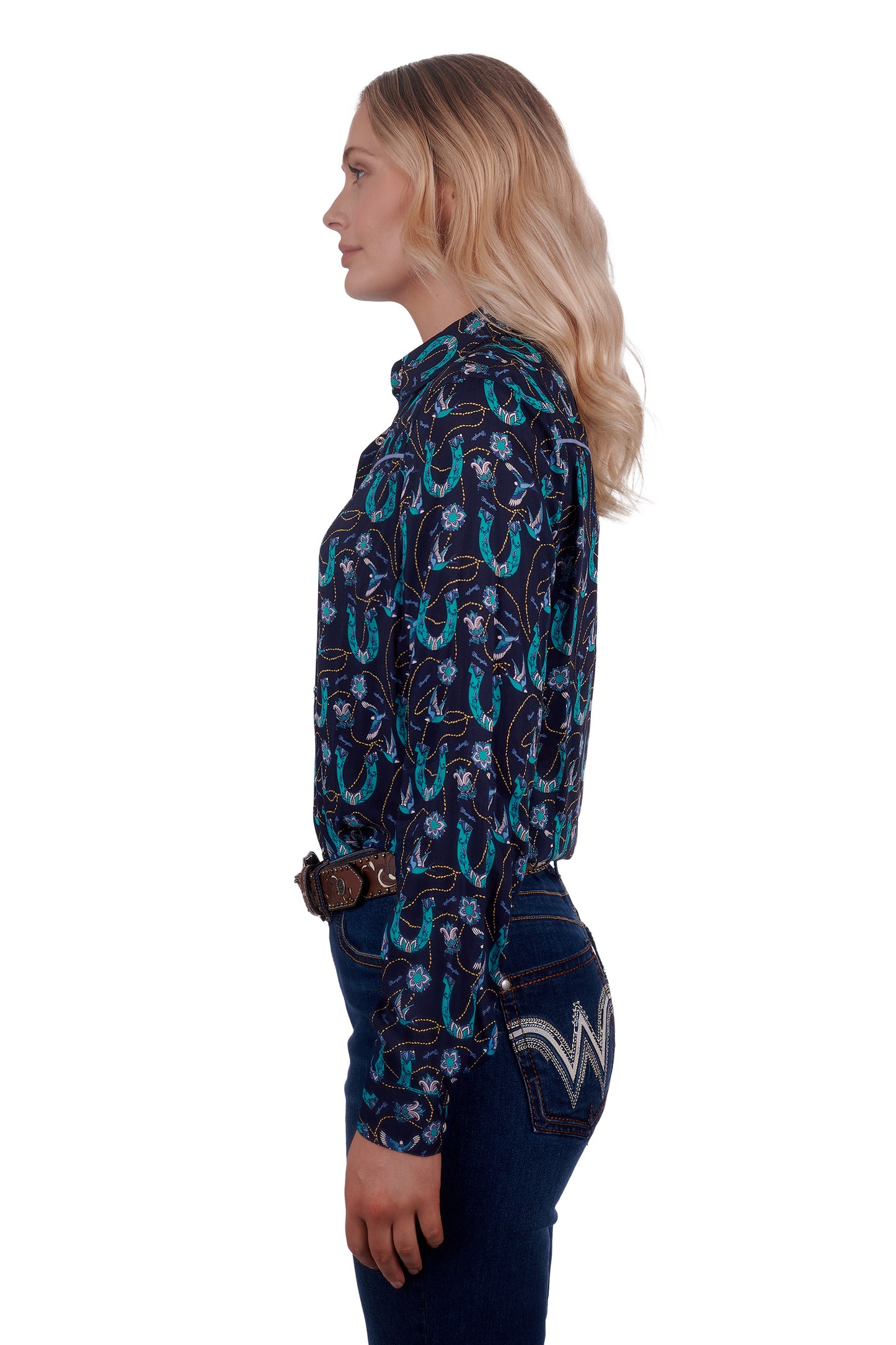 Wrangler Women's Patria Print Western Long Sleeve Shirt