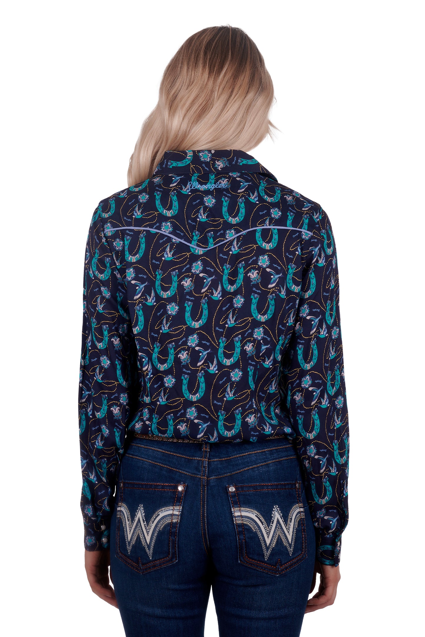 Wrangler Women's Patria Print Western Long Sleeve Shirt