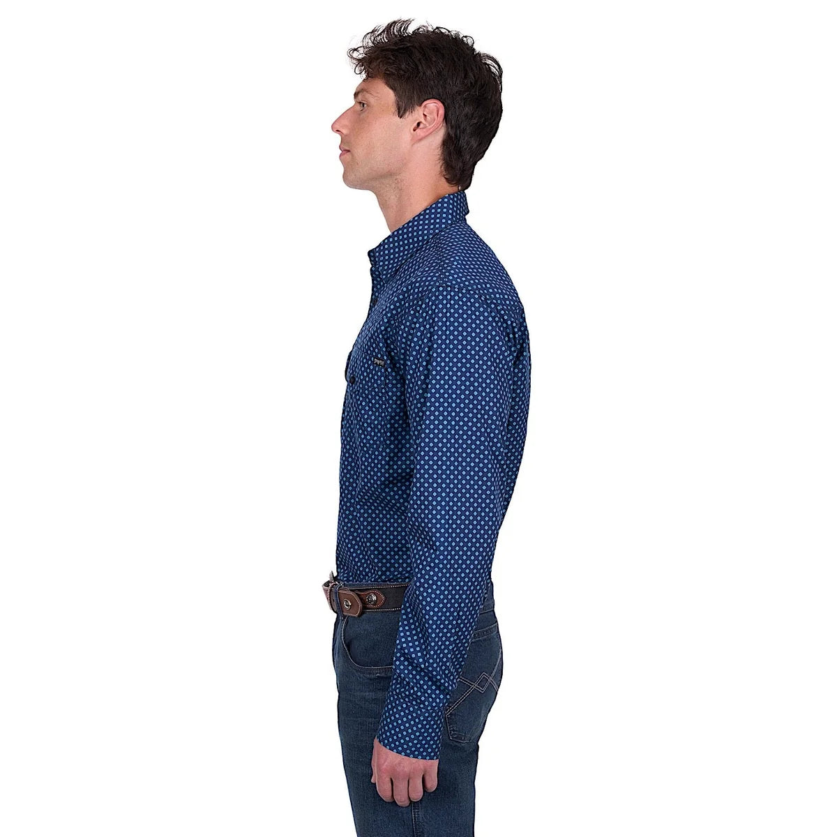 Pure Western Men's Brandon Shirt - Navy/Blue