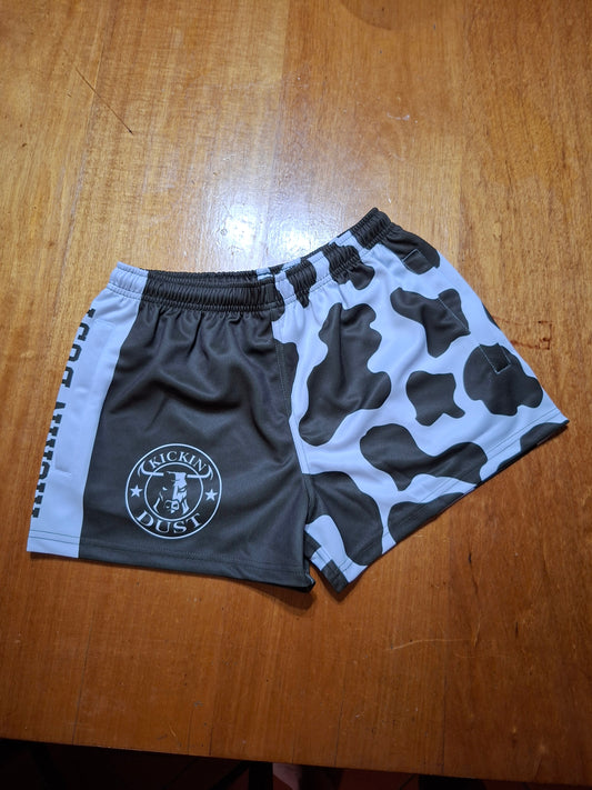 footy shorts cow print Kickin Dust