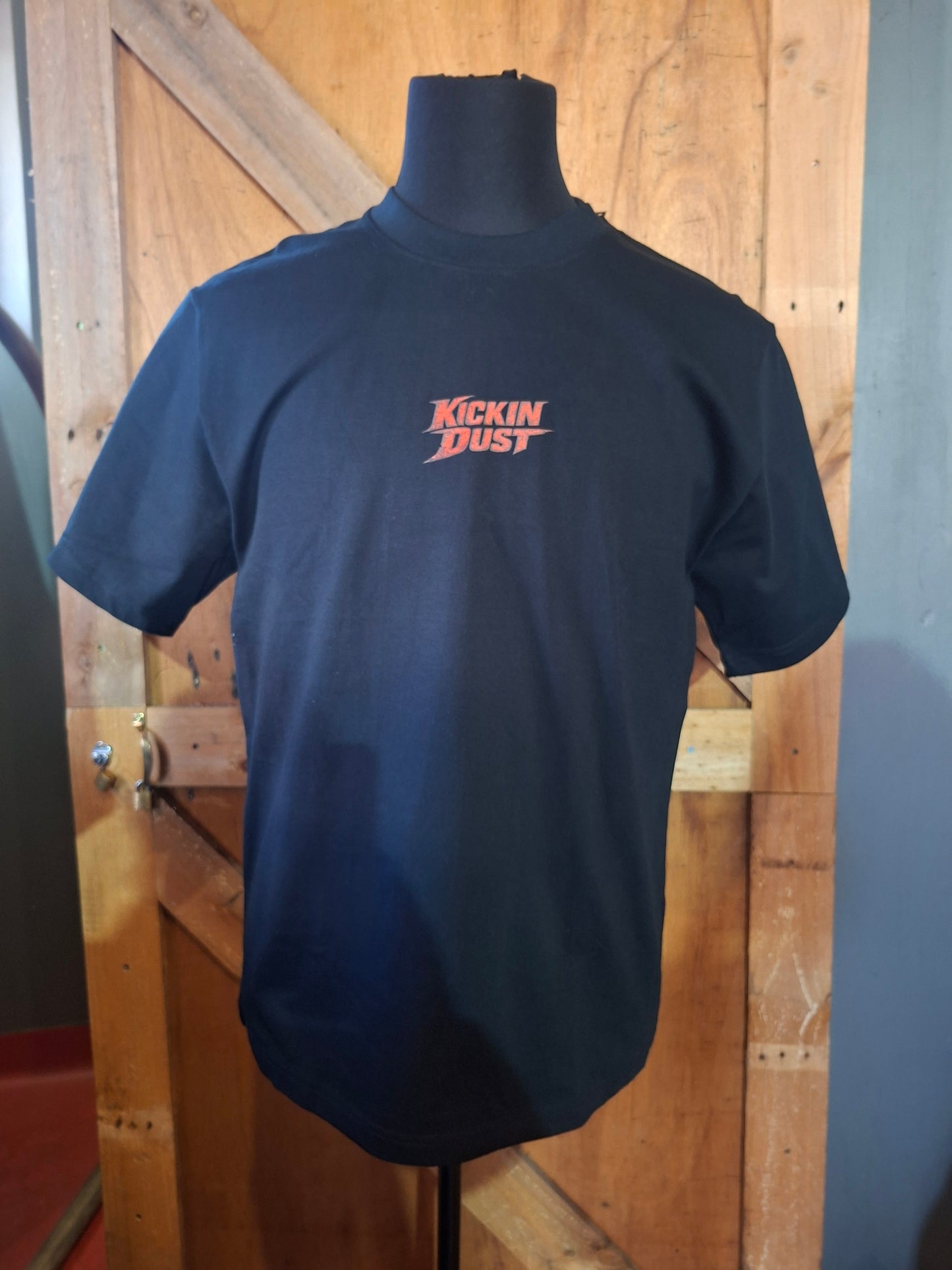 Kick N Dust T-shirt ( Black with Rust logo )