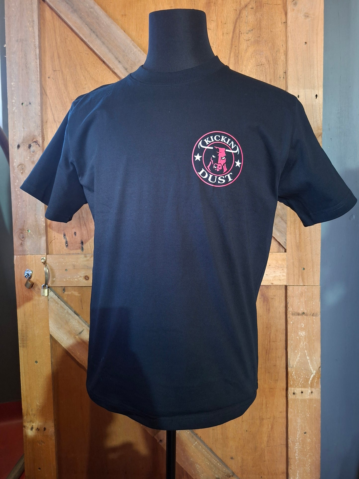 Kick N Dust T-shirt ( Black with Pink Logo )