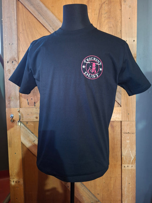 Kick N Dust T-shirt ( Black with Pink Logo )