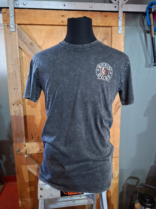 kickin dust t-shirt ( grey wash grey bull logo )