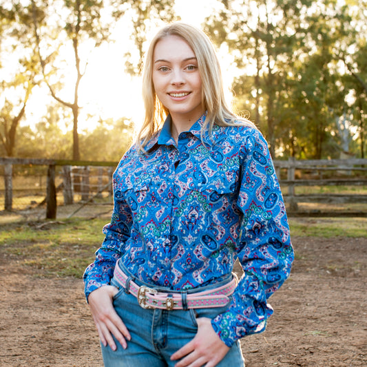 Ladies Shirt - 100% Cotton - "BARWON" Blue