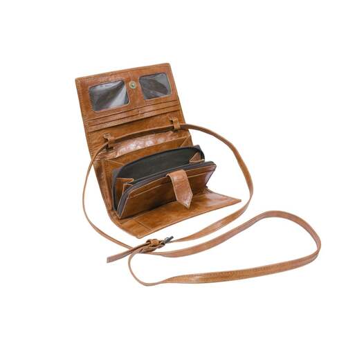 Ladies Purse - Cowhide Hair-On Leather Clutch - Brown