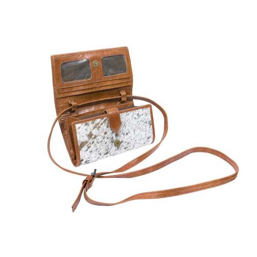 Ladies Purse - Cowhide Hair-On Leather Clutch - Brown