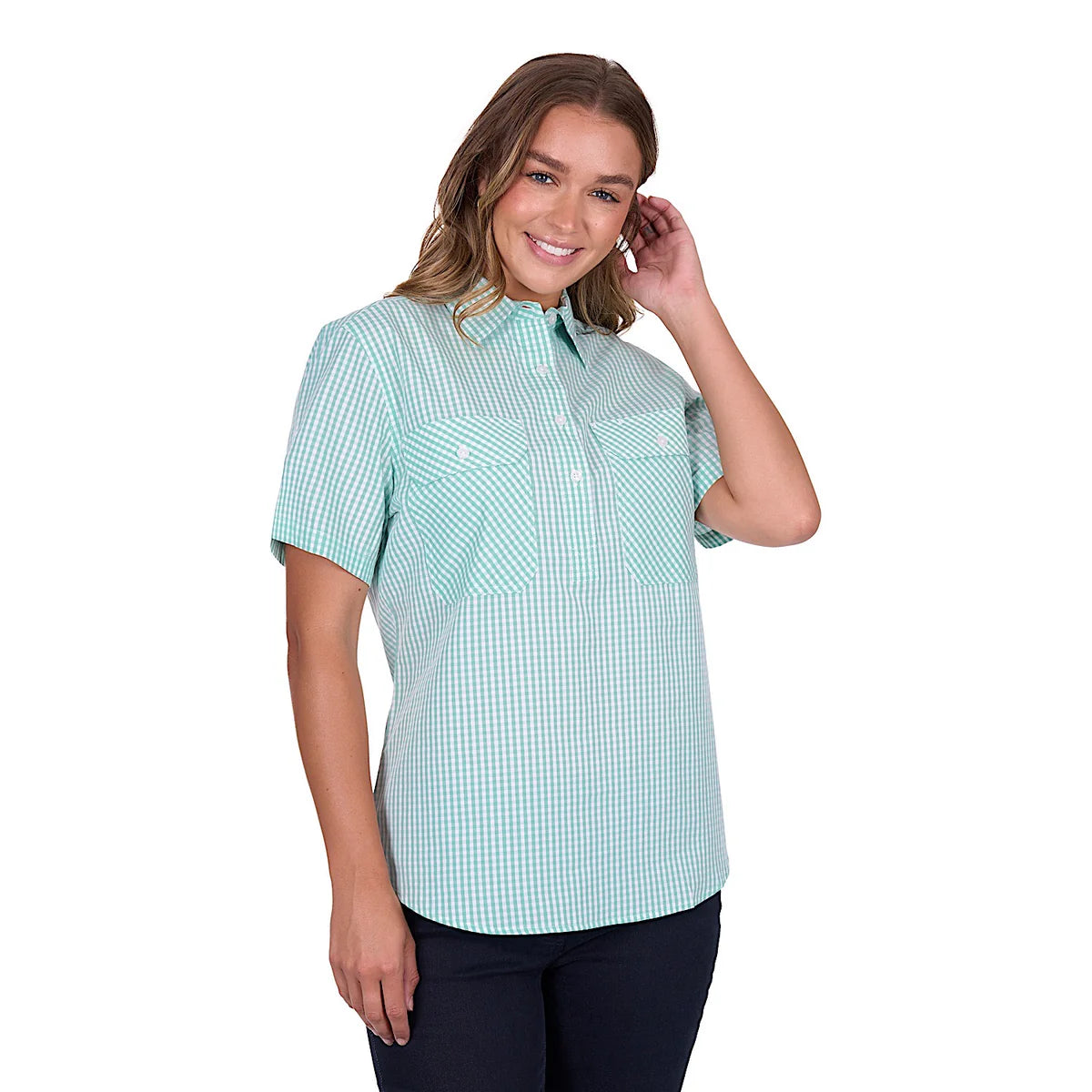 Hard Slog Women's Grace Half Placket Short Sleeve Shirt