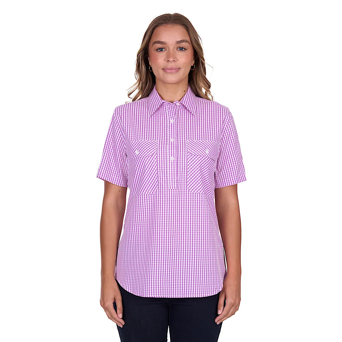 Hard Slog Women's Grace Half Placket Short Sleeve Shirt