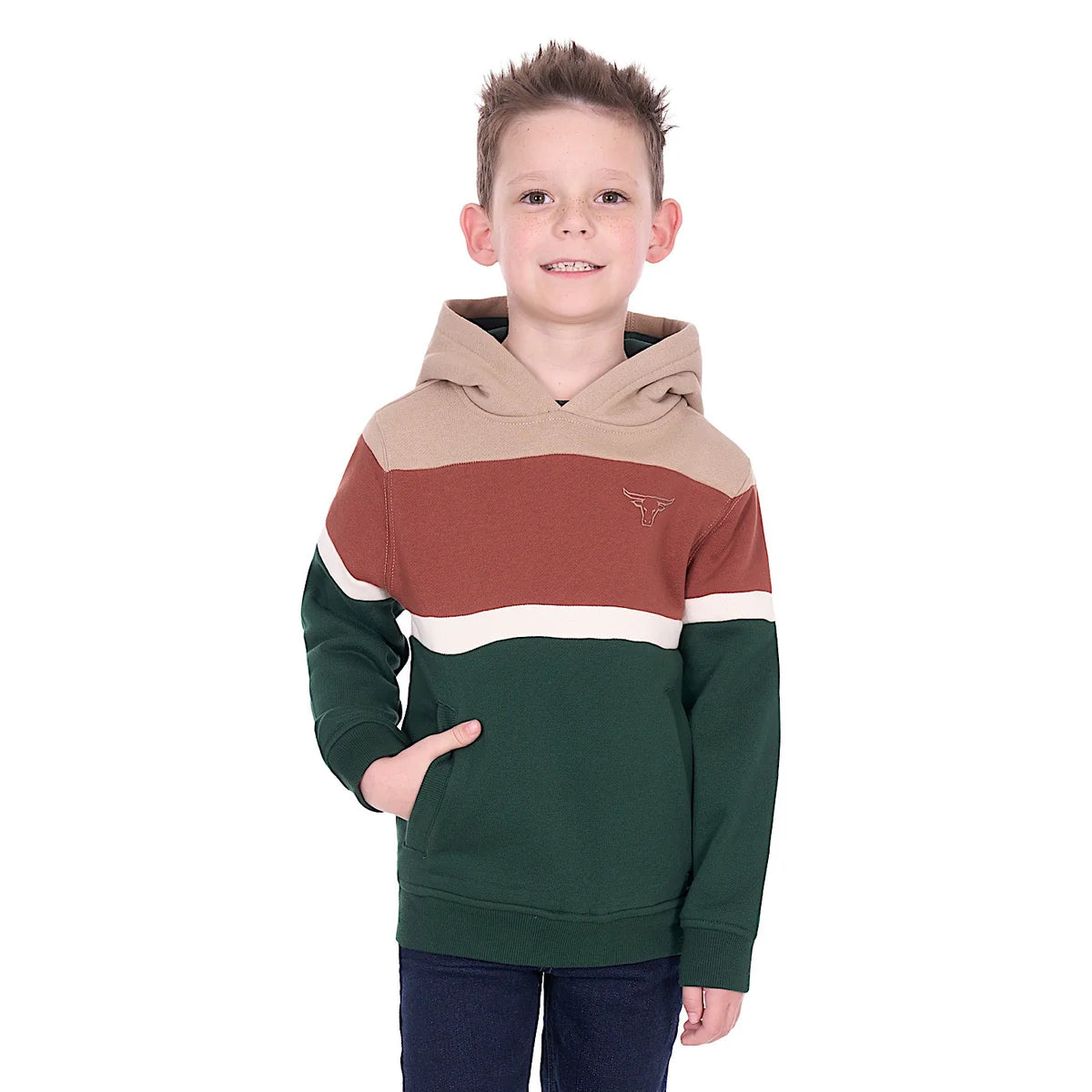 Pure Western Boy's Harry Hoodie - Green/Multi