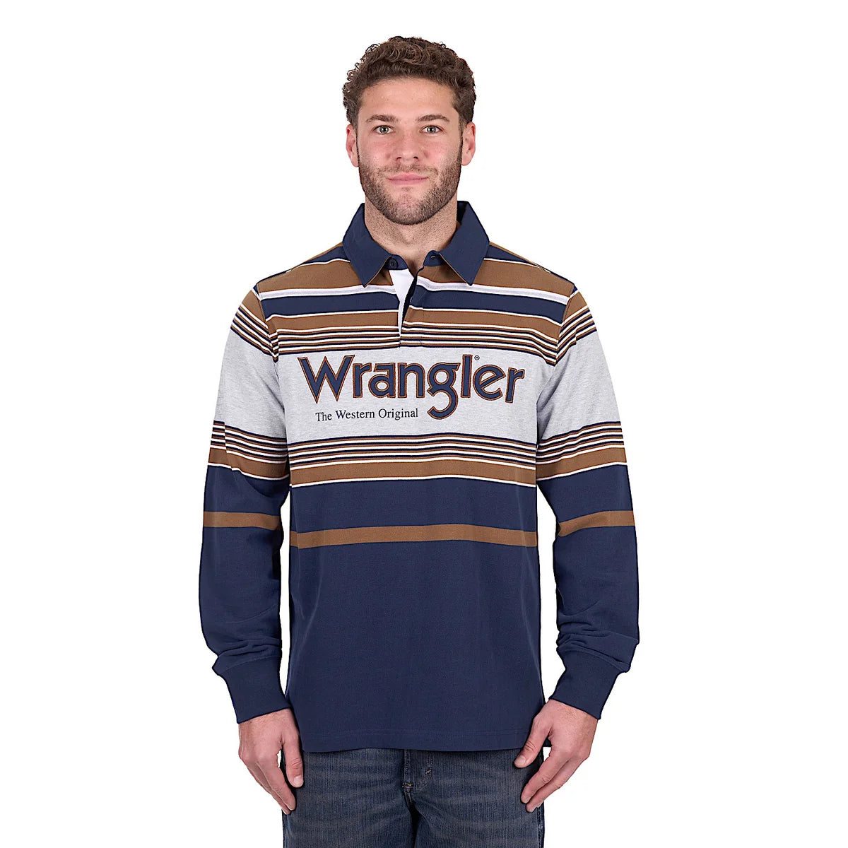 Wrangler Men's Federick Rugby - Navy/Tan