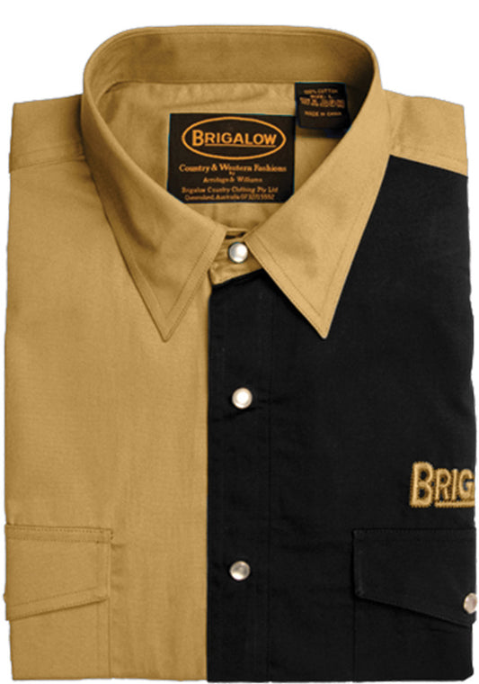 Mens Two Tone Cotton Shirts-Sand/Black