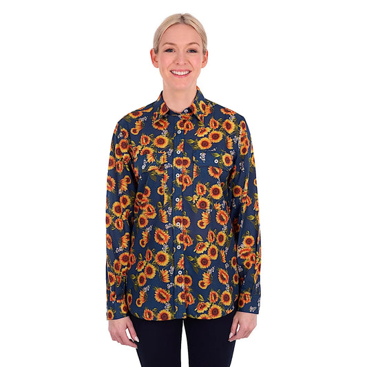 Hard Slog Women's Tabby Full Placket Long Sleeve Shirt - Navy
