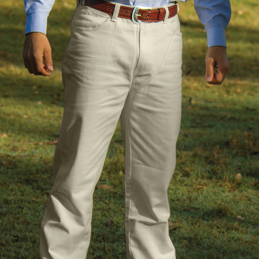 Mens Beige Regular Rise Western Boot Cut Jean