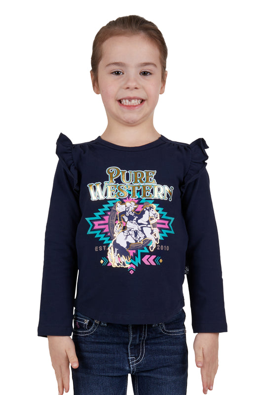Pure Western Girl's Emma Frill Long Sleeve Tee