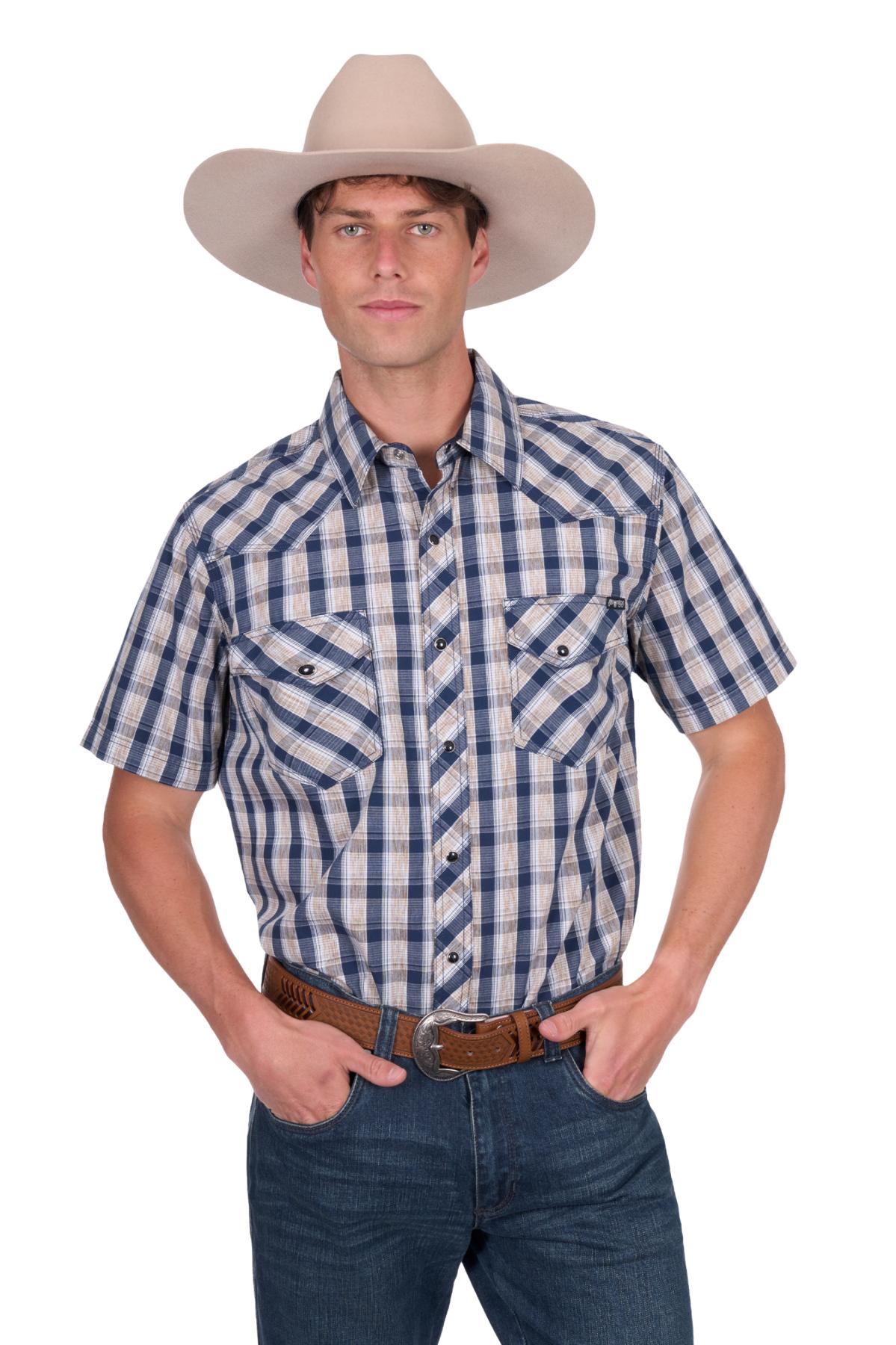MEN’S PETER CHECK WESTERN SHORT SLEEVE SHIRT