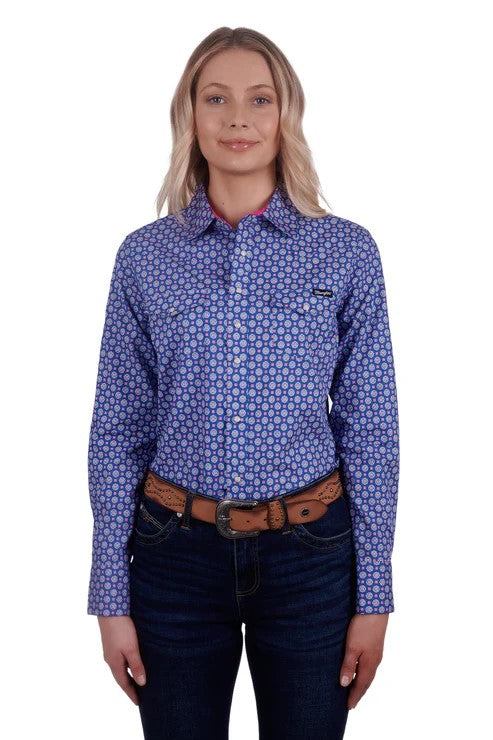 Wrangler Women's Karla Print Western Long Sleeve Shirt