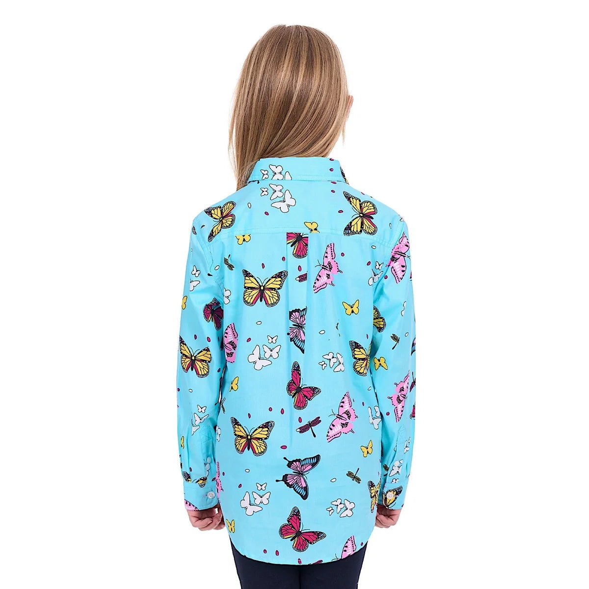 Hard Slog Girls Iva 1/2 Placket Shirt - Blue
