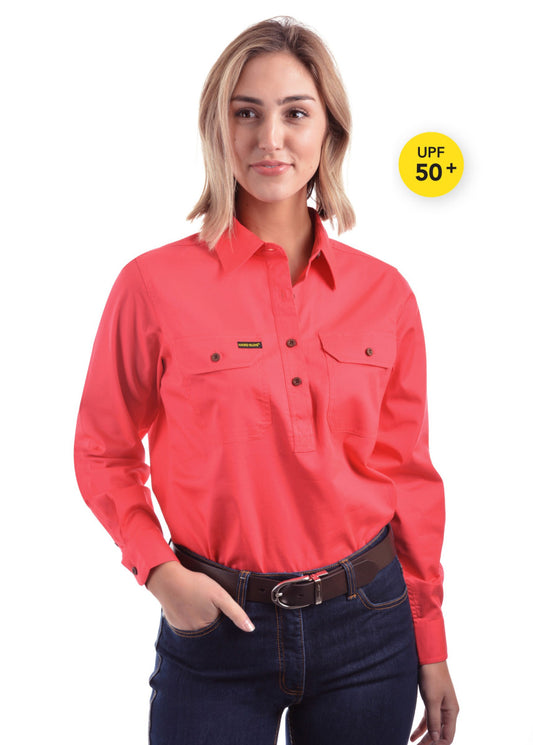 Hard Slog Women's Half Placket Light Cotton Shirt