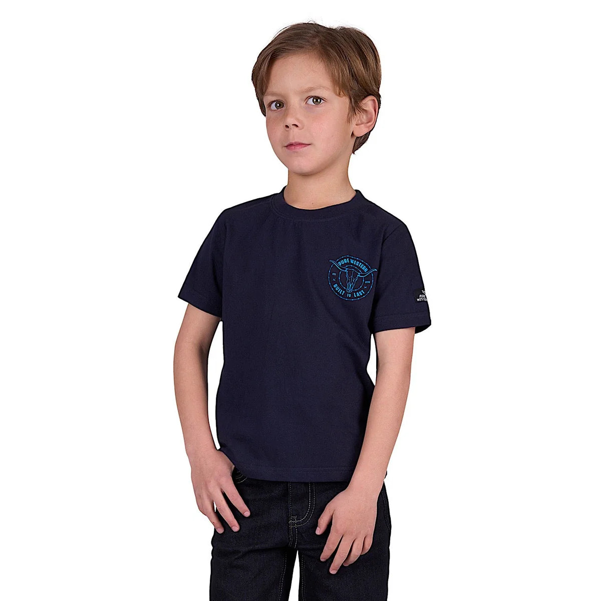 Pure Western Boy's Walker Short Sleeve Tee - Navy