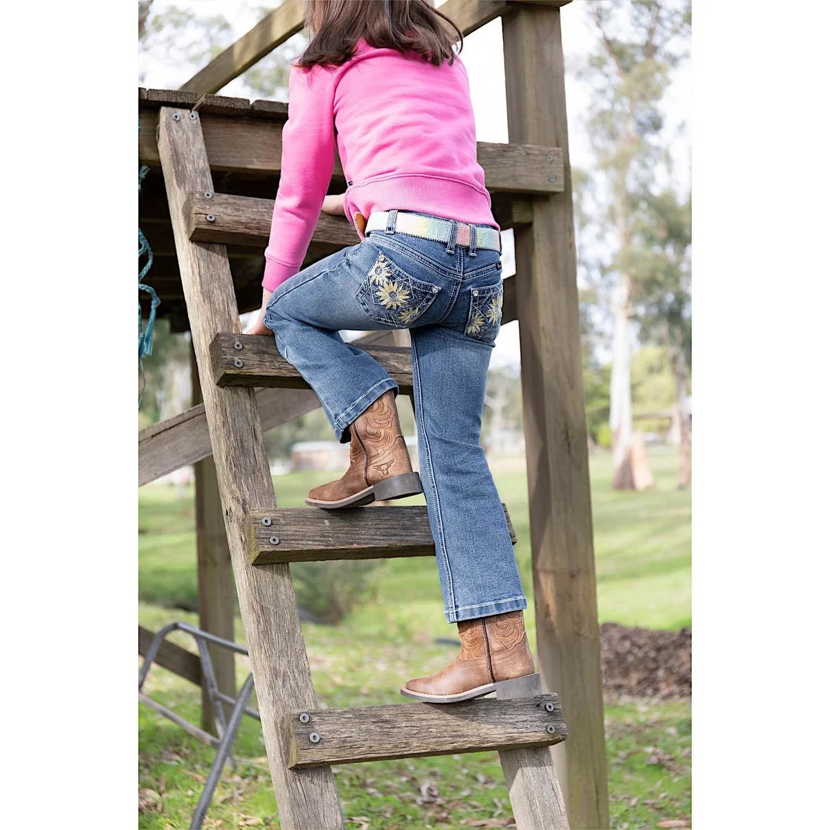 Pure Western Girl's Amy Boot Cut Jean - Retro Blue