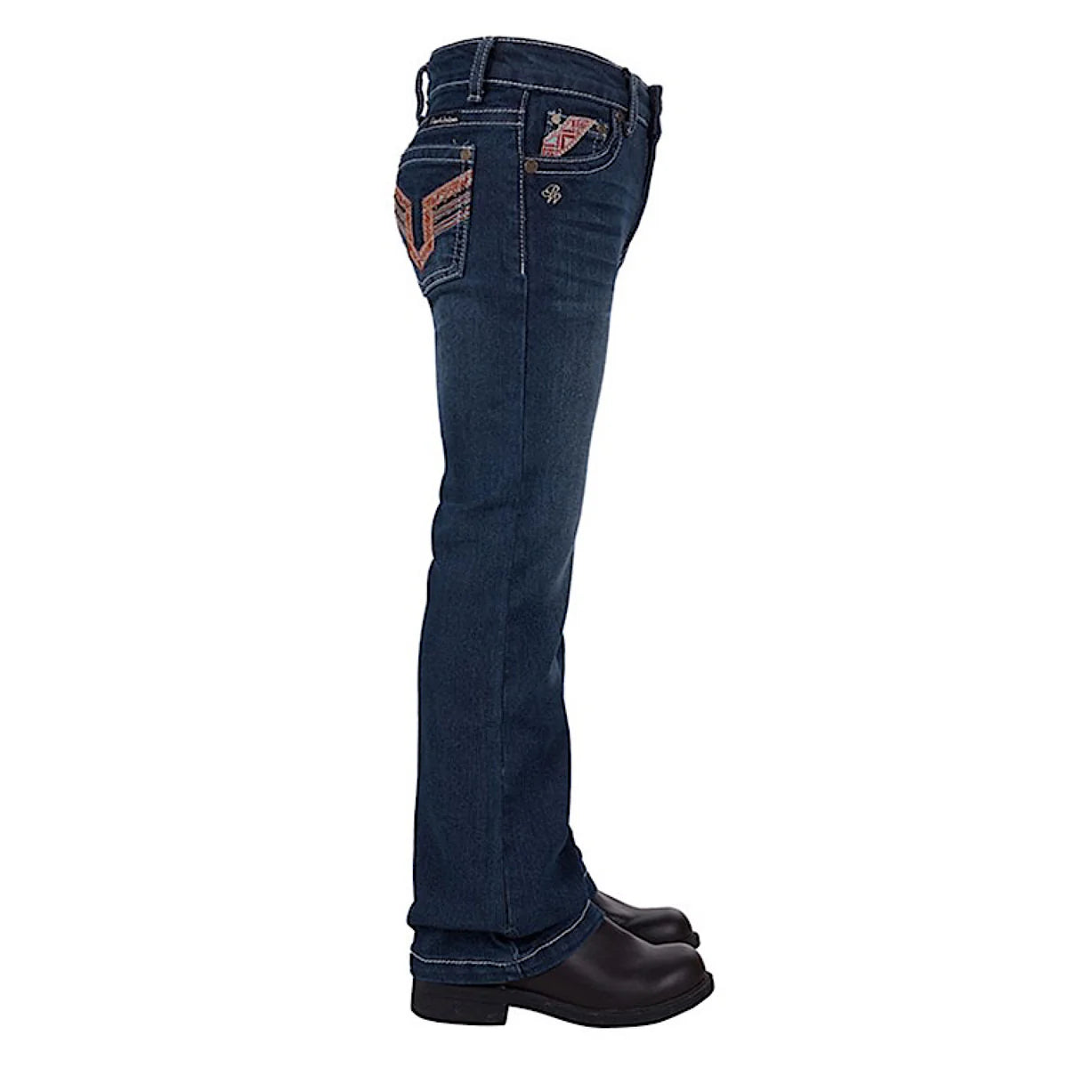 Pure Western Girl's Aztec Bootcut Jean - Darkest Night