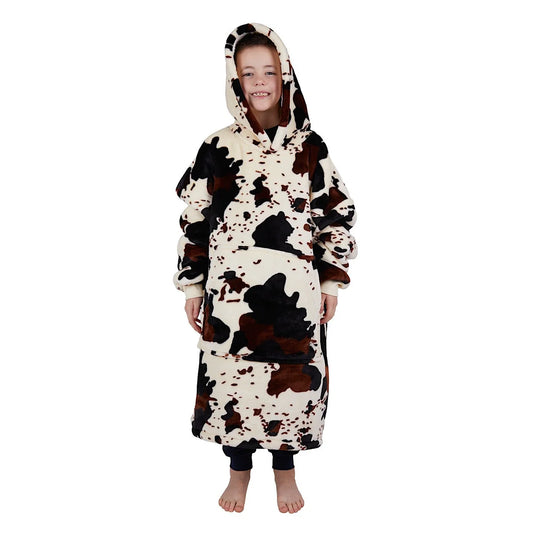 Pure Western Kid's Cow Print Snuggle Hoodie Multi