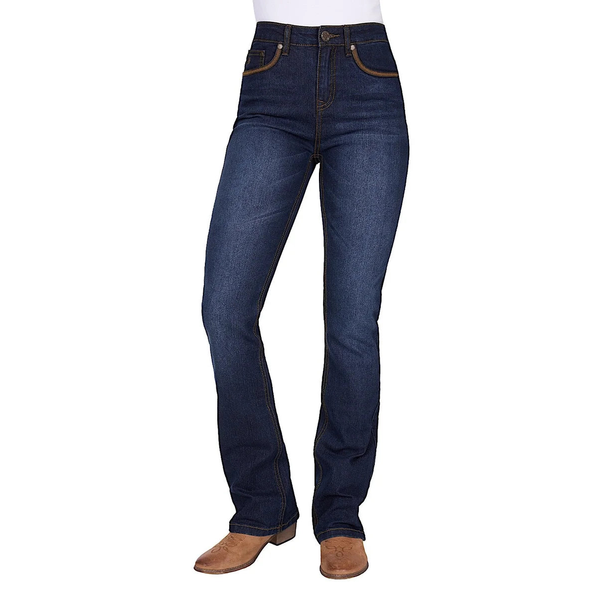 Pure Western Women's Nova High Rise Boot Cut Jean 34L - Dark Ink