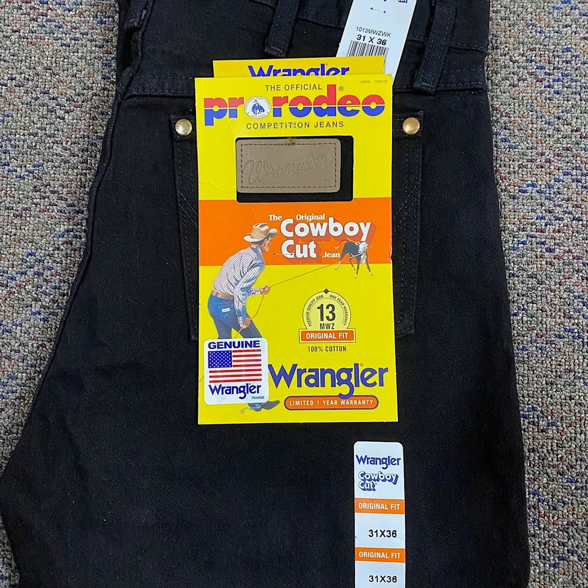 Wrangler Men's Cowboy Original Fit Jean Shadow Black Rigid