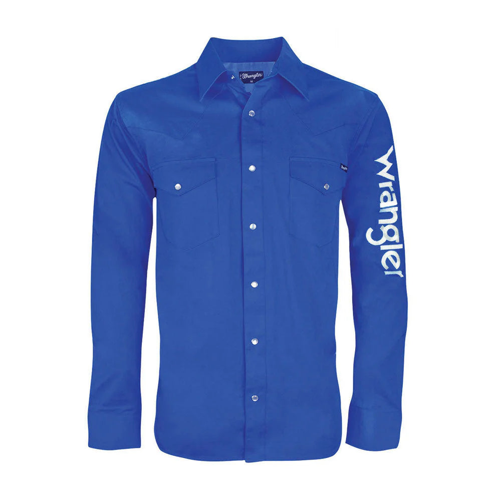 Wrangler Men's Logo Rodeo LS Drill Shirt